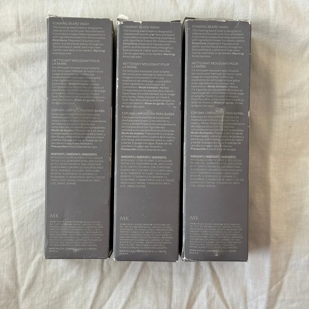 Mary Kay MKMen Foaming Beard Wash Men's 5oz Lot of 3 Grey Grooming Modern